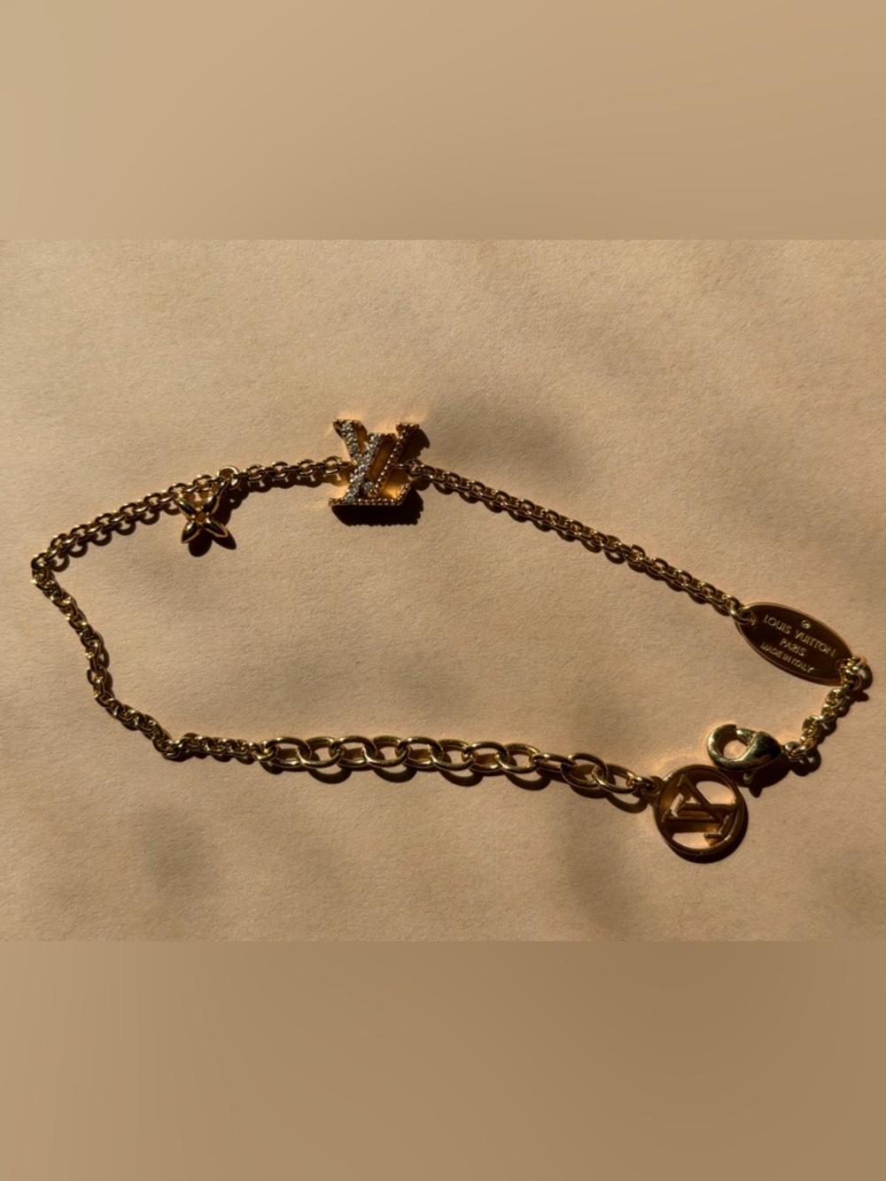 Louis Vuitton Gold-Tone Pavé LV Charm Bracelet - Picture 10 of 10
